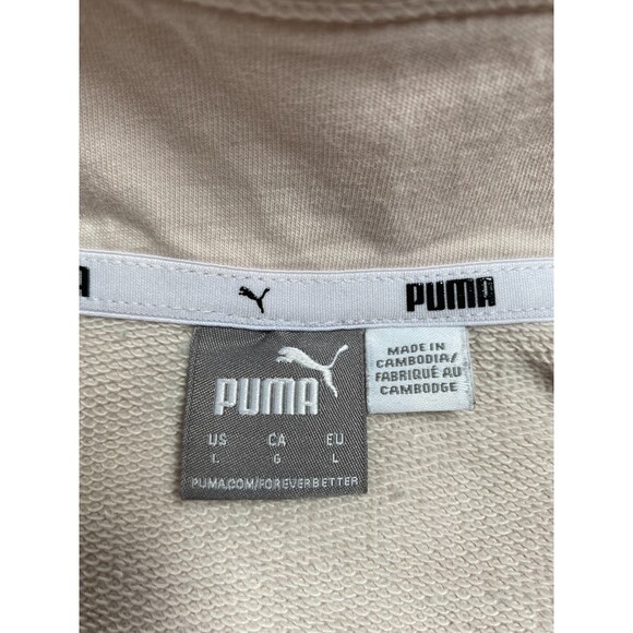 Puma 1/4 Zip Pullover Puma Branded Bodice Solid Sleeves Size Large - Picture 10 of 13
